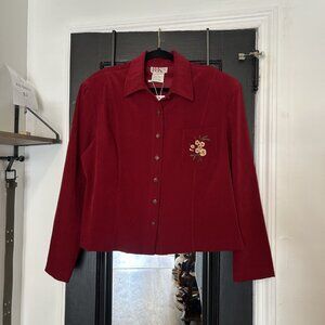 R&K Button Up Maroon with Flower Design